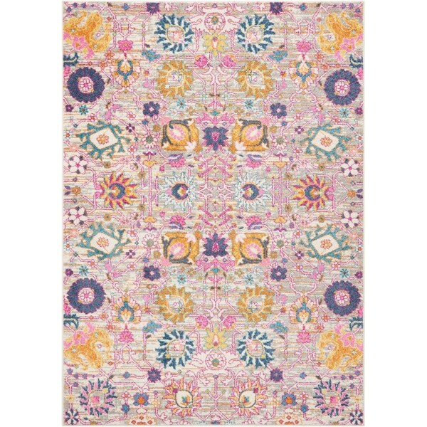 Palacedesigns 5 x 7 ft. Gray & Pink Distressed Area Rug - Gray Pink - 5' x 7' PA3663282 - main